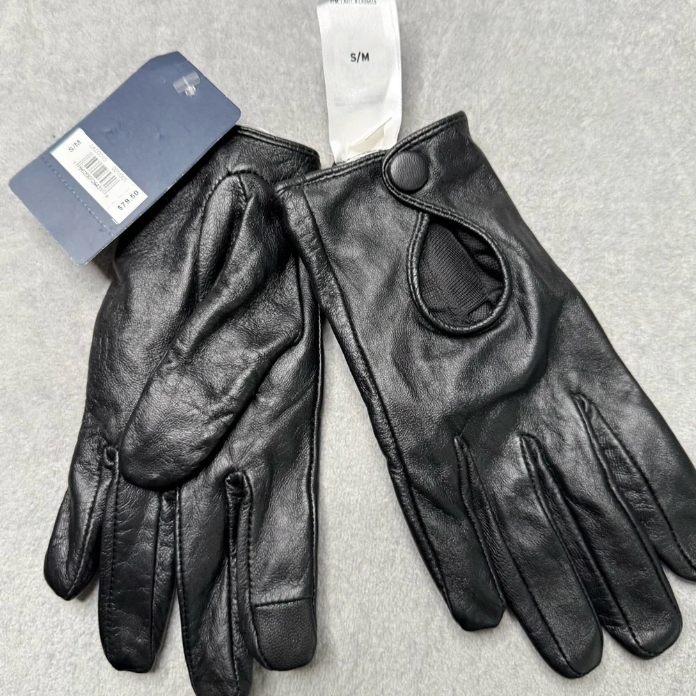 NWT Lucky Brand Women’s Moto Leather Gloves in Black, size XS/S